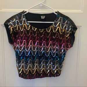 Vintage multi color gradient sequin top